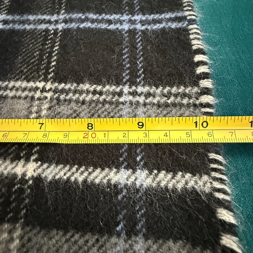 Black Gray Plaid Super‎ Soft Fringe Scarf 64x10